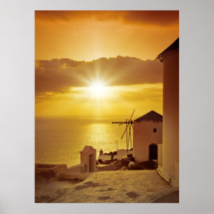 Pôster Por do sol de Santorini