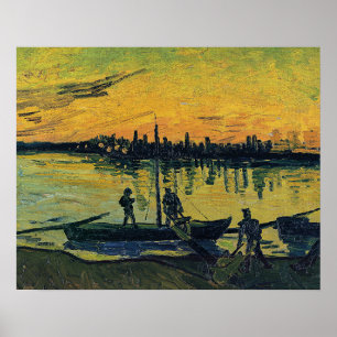 Poster Pôr do Sol de Van Gogh em Arles - Rio Amarelo Vibr