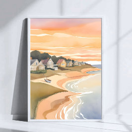 Poster Pôr do Sol de Verão | Aquarela de Martha's Vineyar