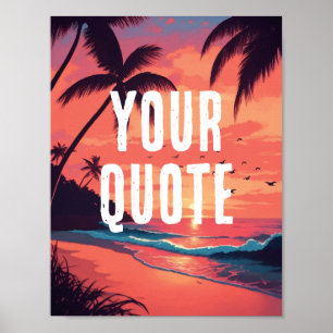 Poster Pôr do sol de verão na praia retrô