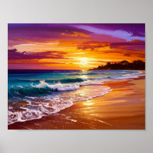 Pôr do Sol Deslumbrante Arte de Paisagem Marítima 