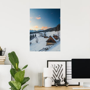 Poster Pôr do sol deslumbrante em Zajamniki, Eslovênia
