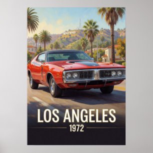 Poster Pôr do sol do muscle car de Los Angeles 1972 Calif