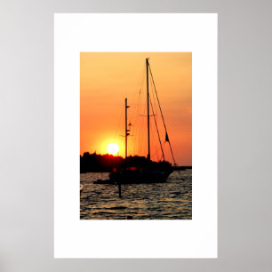 Pôster Por do sol do porto de Ocracoke