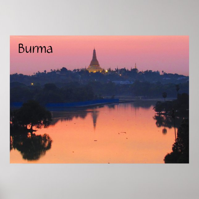 Poster pôr do sol do shwedagon (Frente)