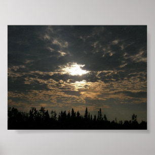 Pôster Por do sol do vidro colorido