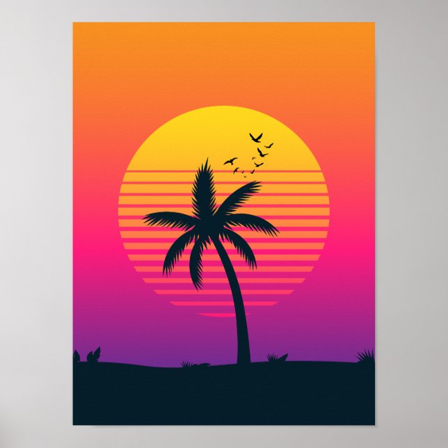 Poster Pôr do sol dos anos 80  (Frente)
