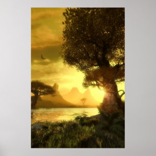 Poster Por do sol dourado
