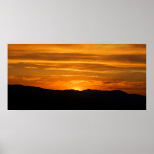 Poster Por do sol dourado da montanha