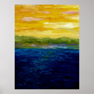 Pôster Por do sol Dourado e cor-de-rosa