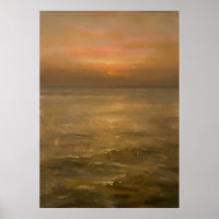 Pôr do Sol Dourado Oceano Calmo Paisagem Marinha I