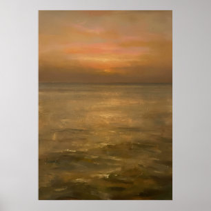 Poster Pôr do Sol Dourado Oceano Calmo Paisagem Marinha I