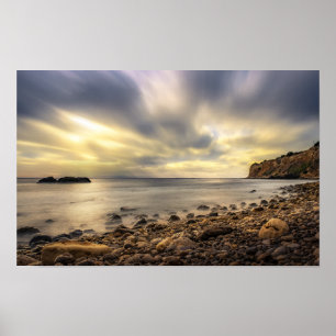 Poster Pôr do Sol Dourado Sobre a Costa Rochosa – Paisage