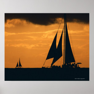 Poster Por do sol e iate 2