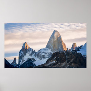 Poster Por do sol e nuvens sobre Mt Fitzroy