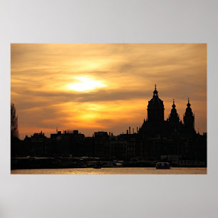 Poster Pôr do sol em Amesterdã