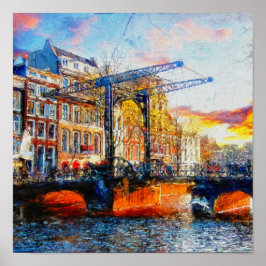 Poster Pôr do Sol em Amsterdam na Aluminiumbru