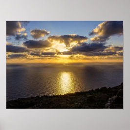 Poster Pôr do sol em Malta sobre o Mar Mediterrâneo Fotog