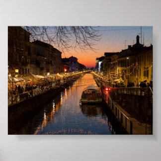 Poster Pôr do sol em Milano Naviglio