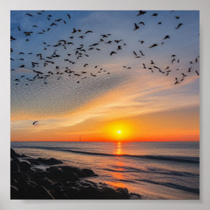 Poster Pôr do sol em rochas