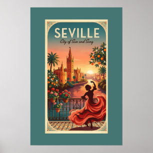 Poster Pôr do Sol em Sevilha Flamenco