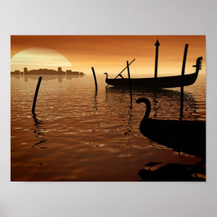 Pôster Por do sol em Veneza
