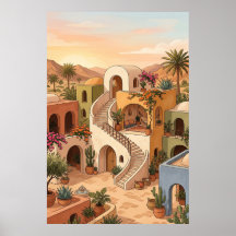 Pôr do Sol em Vila do Deserto Arte - Casas Colorid