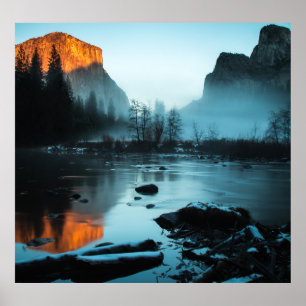 Poster Por do sol enevoado em Yosemite