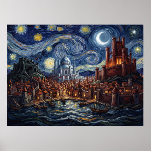 Poster Pôr do sol estrelado de Porto Real em Westeros