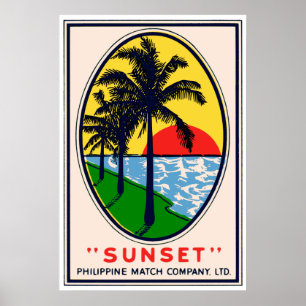 Pôster Por do sol Filipino Fósforo Empresa, etiqueta do
