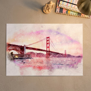 Poster Pôr do sol Golden Gate Bridge Pastel em São Franci