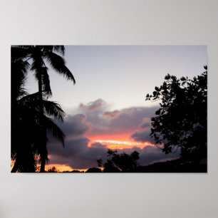 Pôster Por do sol havaiano