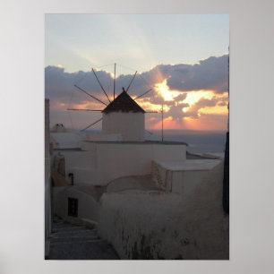 Pôster Por do sol Ia Santorini