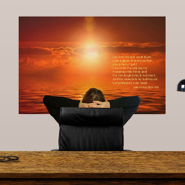 Poster Pôr do Sol Inspirador Laranja Céu Dourado Mar Ouro
