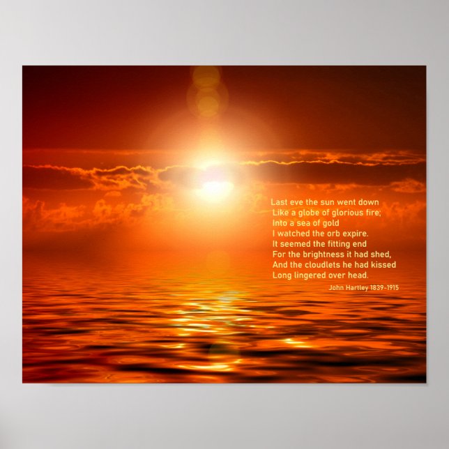 Poster Pôr do Sol Inspirador Laranja Céu Dourado Mar Ouro (Frente)