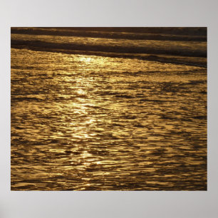 Pôster Pôr do Sol na Califórnia Ondas Oceano Paisagem Mar