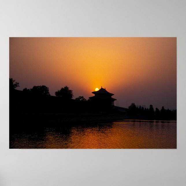 Poster Pôr do sol na Cidade Proibida - Pequim, China (Frente)