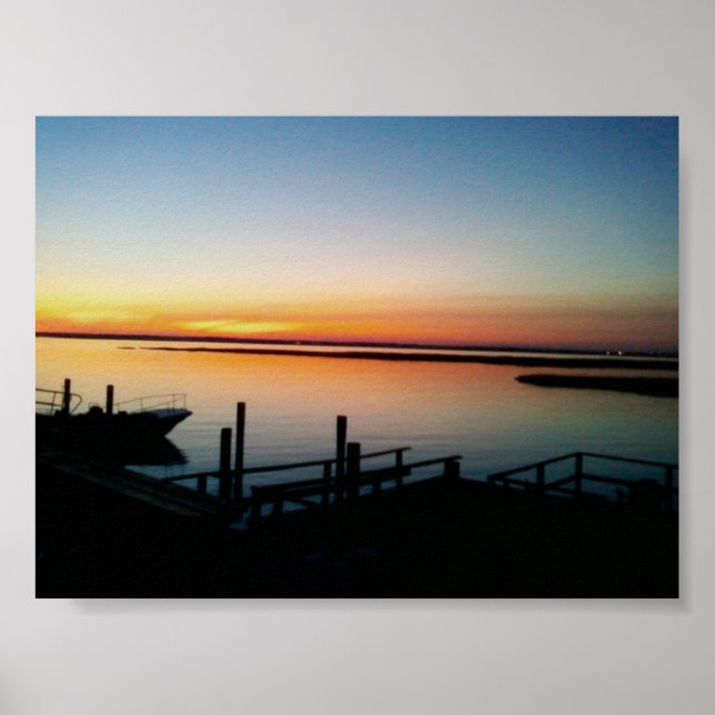 Poster pôr do sol na costa (Frente)