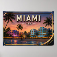 Pôr do sol na Miami Beach e Ocean Drive