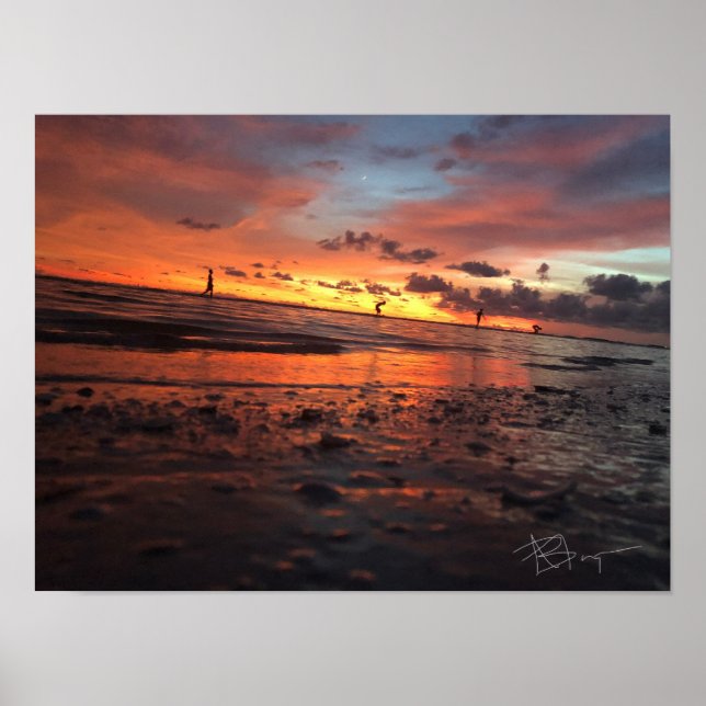 Poster Pôr do sol na praia (Frente)