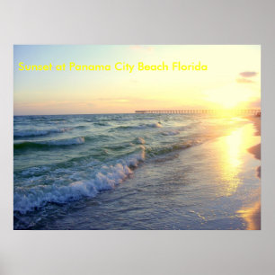 Poster Por do sol na praia Florida da Cidade do Panamá