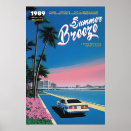 Poster Pôr do Sol Neon Miami Arte Impressa 80s Retro Verã