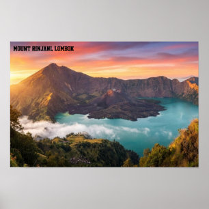 Poster Pôr do Sol no Cratera do Vulcão Monte Rinjani Arte