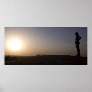 Pôster Por do sol no deserto