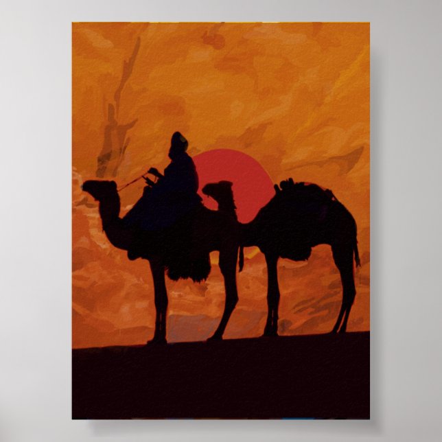 Poster Pôr do sol no deserto (Frente)