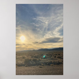 Poster Pôr do sol no deserto de Nevada – Céu Dourado Vert
