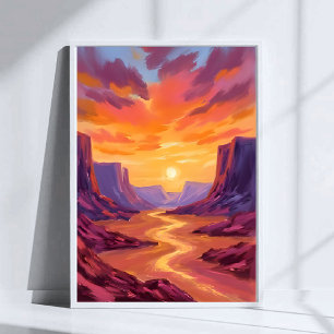 Poster Pôr do Sol no Desfiladeiro do Deserto Pintura Am