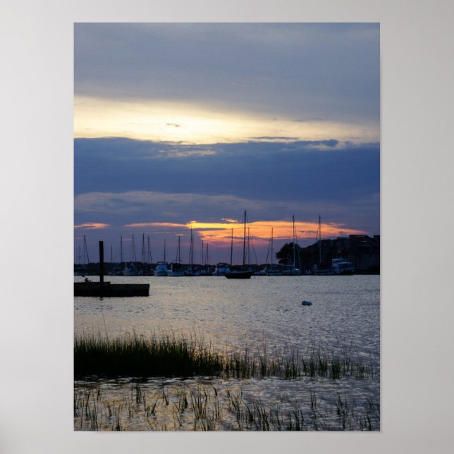 Pôster Pôr do sol no Folly Harbor (Frente)
