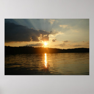 Pôster Por do sol no lago