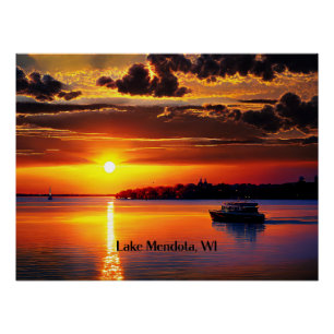 Pôster Pôr do sol no Lago Mendota, Wisconsin